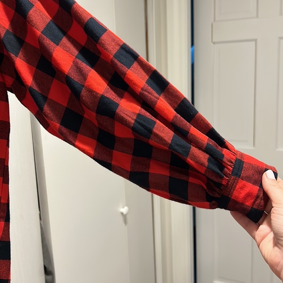 J Crew Flannel top puff sleeves - Picture 3 of 3